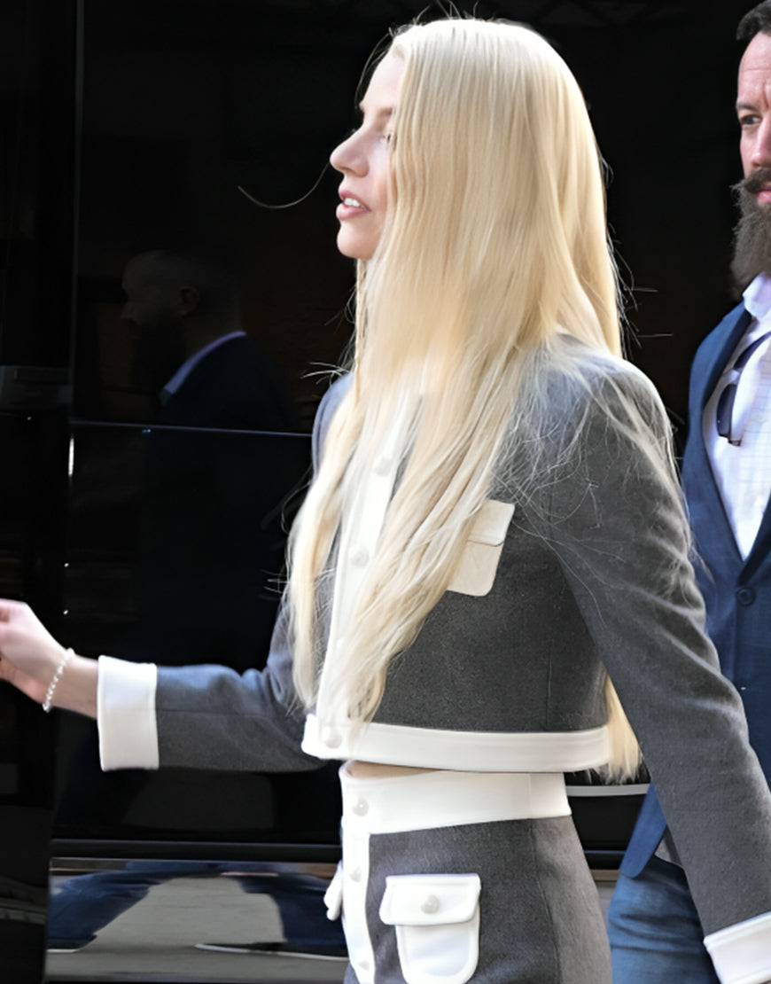 Anya Taylor-Joy Color Blocked Cardigan