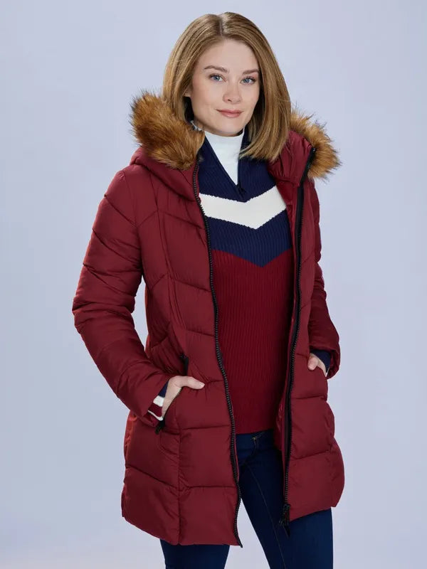 AnyaTheFinnishLineMaroonShearlingHoodedJacket
