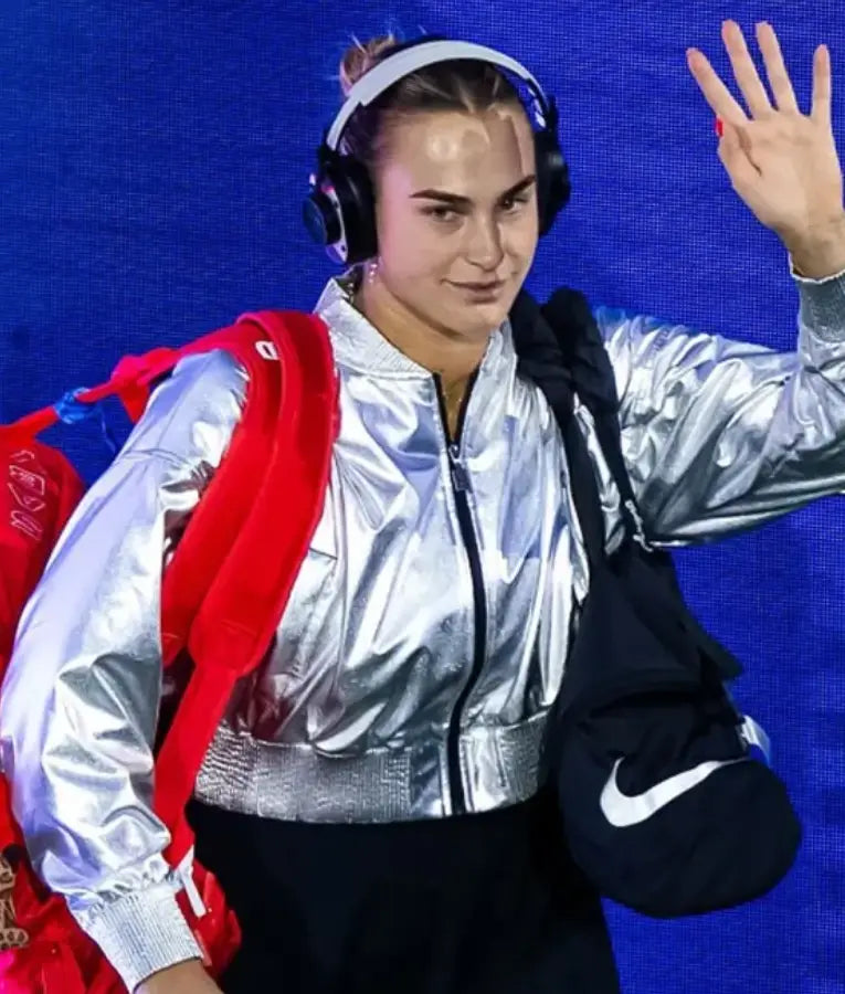 Aryna Sabalenka 2025 US Open Silver Crop Jacket