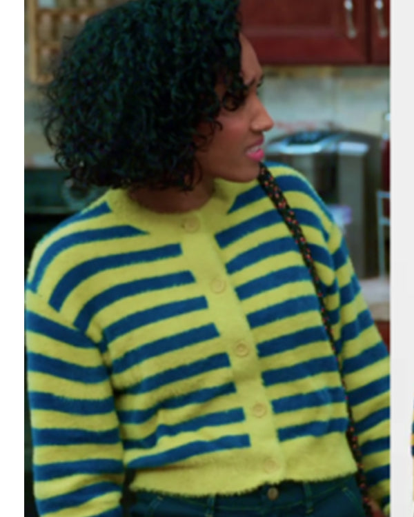 Assisted Living S05 Blue & Yellow Striped Cardigan