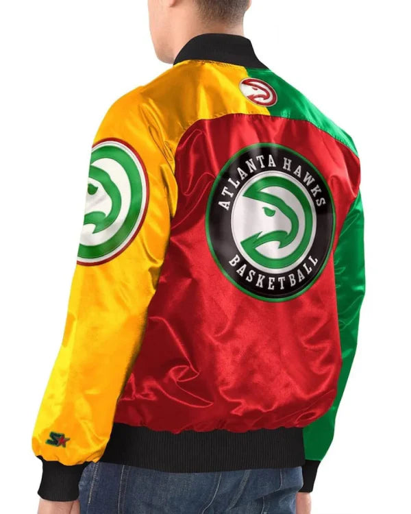 Atlanta Hawks Ty Mopkins Black/Red Varsity Satin Jacket