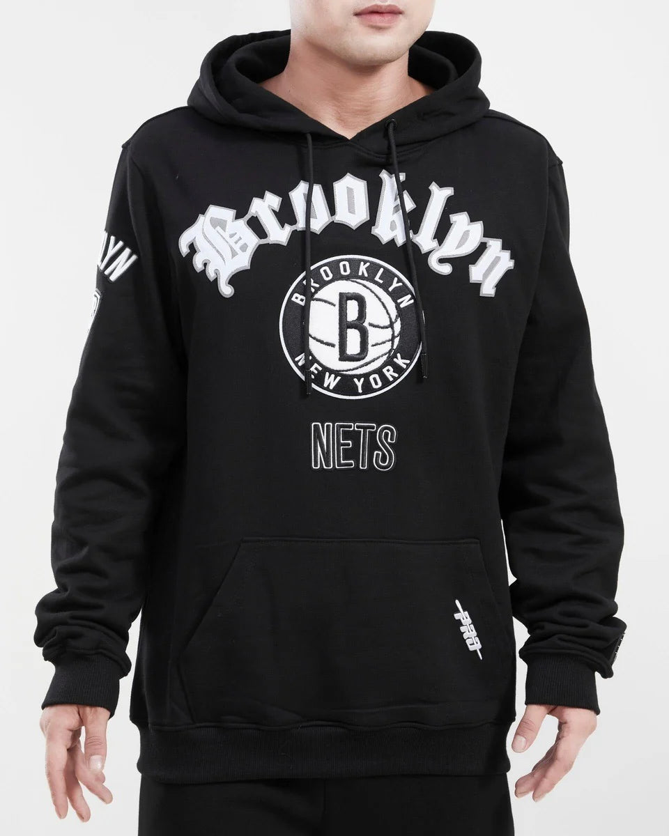 Nba Brooklyn Nets Old English Logo Men's Hoodie