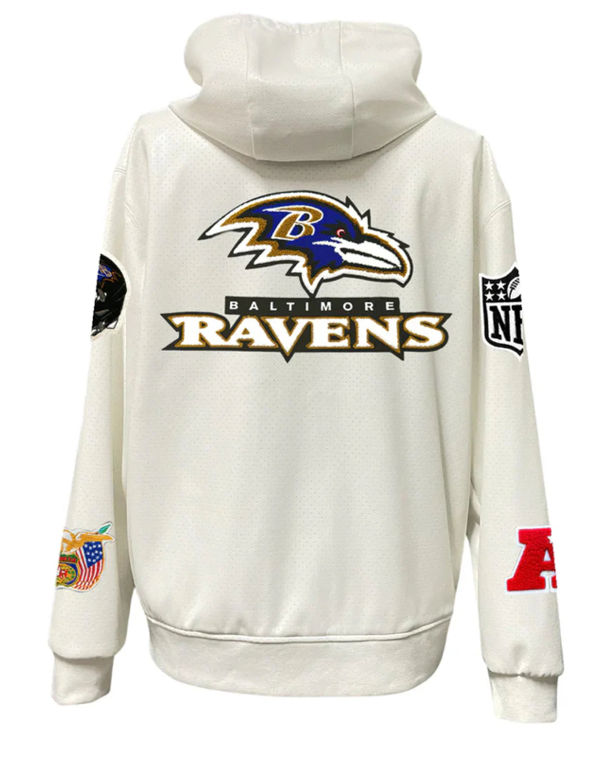 Baltimore Ravens Lightweight White Vegan Zip-up Hooded Jacket