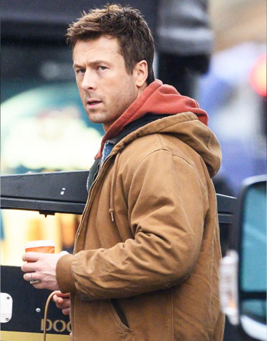 The Running Man 2025 Glen Powell Brown Jacket