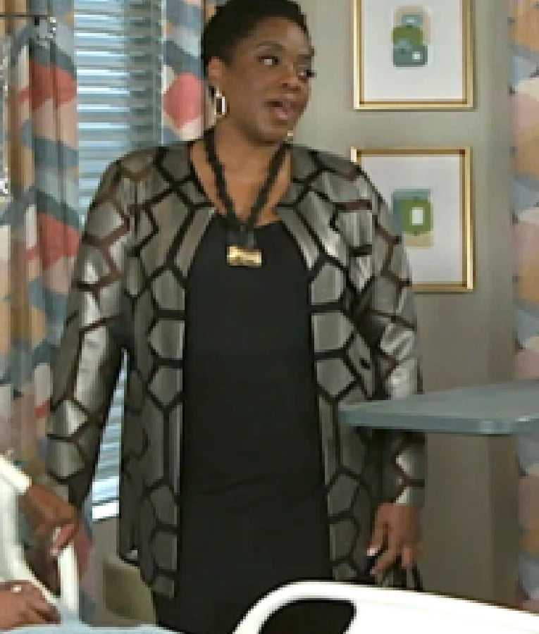 Beyond The Gates 2025 Mona Wilsons Metallic Black Geometric Jacket