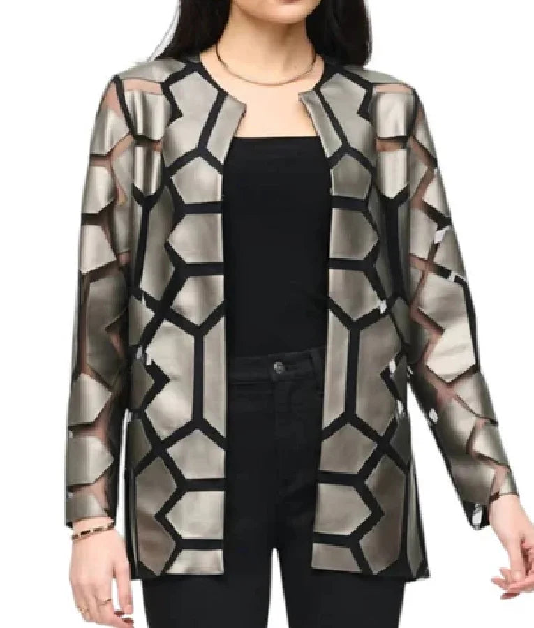 Beyond The Gates 2025 Mona Wilsons Metallic Black Geometric Jacket