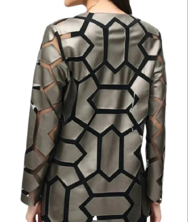 Beyond The Gates 2025 Mona Wilsons Metallic Black Geometric Jacket