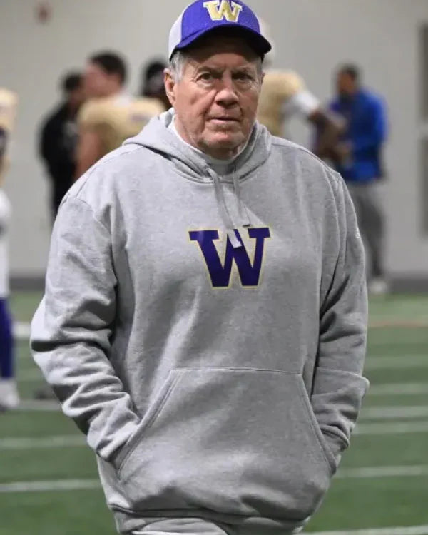 Bill Belichick Washington Huskies Grey Pullover Hoodie