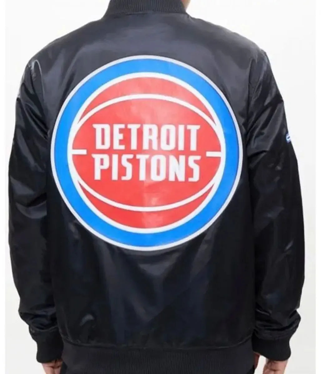 Bomber Detroit Pistons Red/Black Satin Jacket