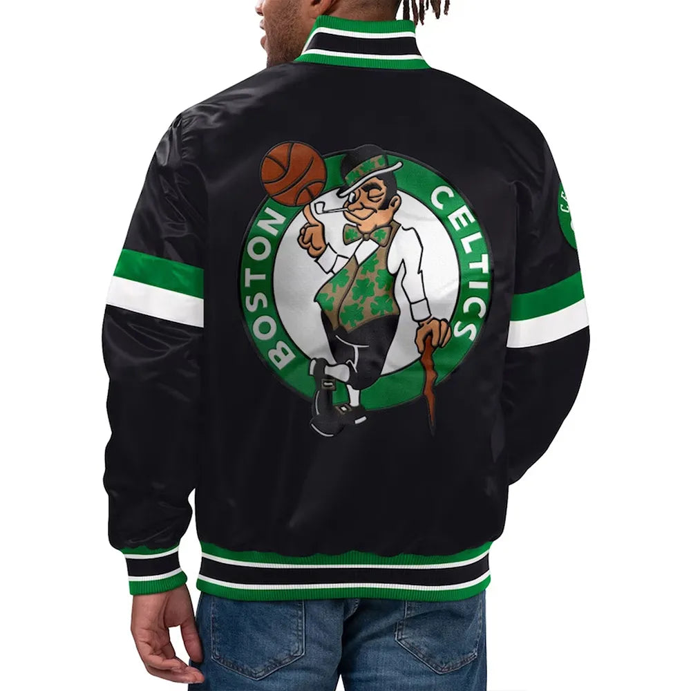 Boston Celtics Home Game Black Satin Jacket