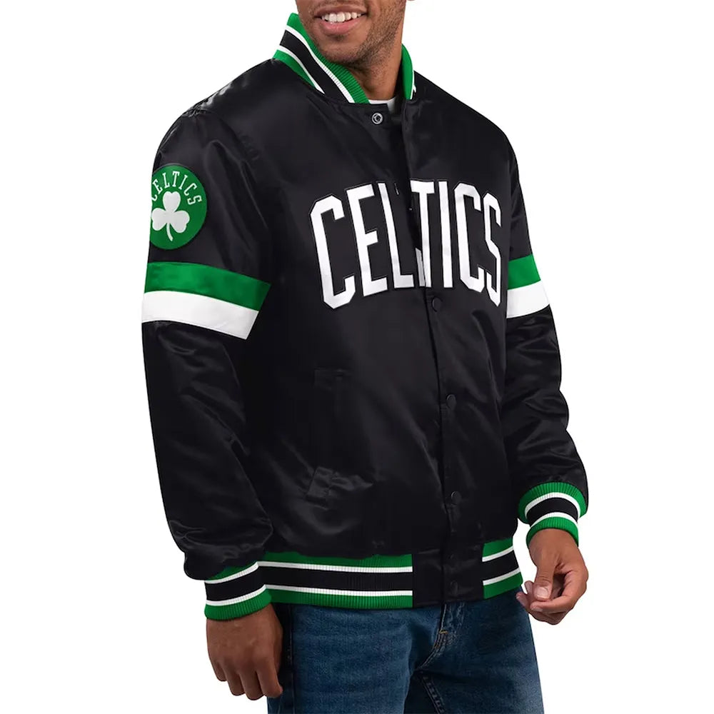 Boston Celtics Home Game Black Satin Jacket