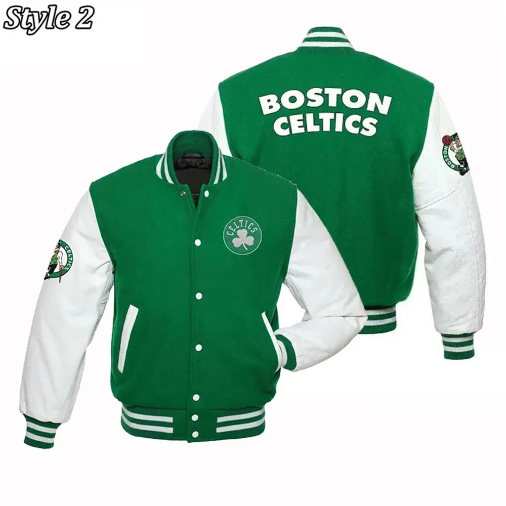 Boston Celtics Varsity Green and White Jacket