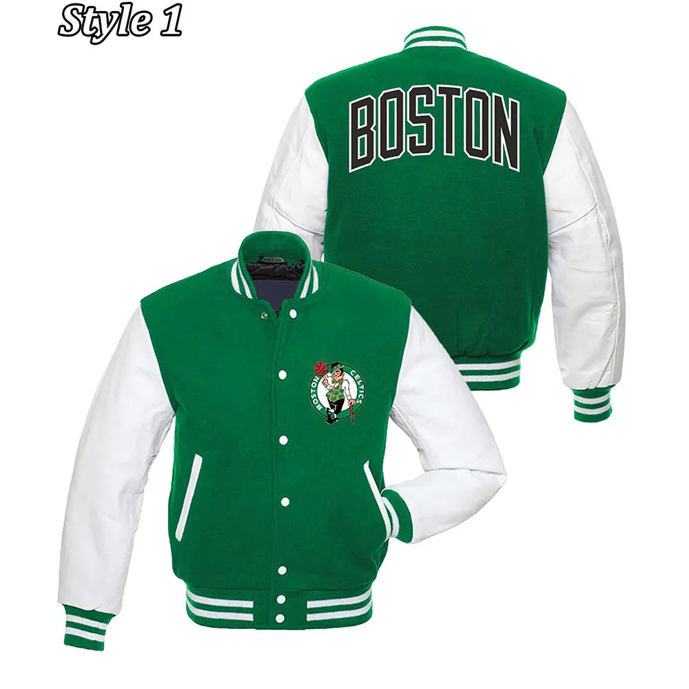 Boston Celtics Varsity Green and White Jacket