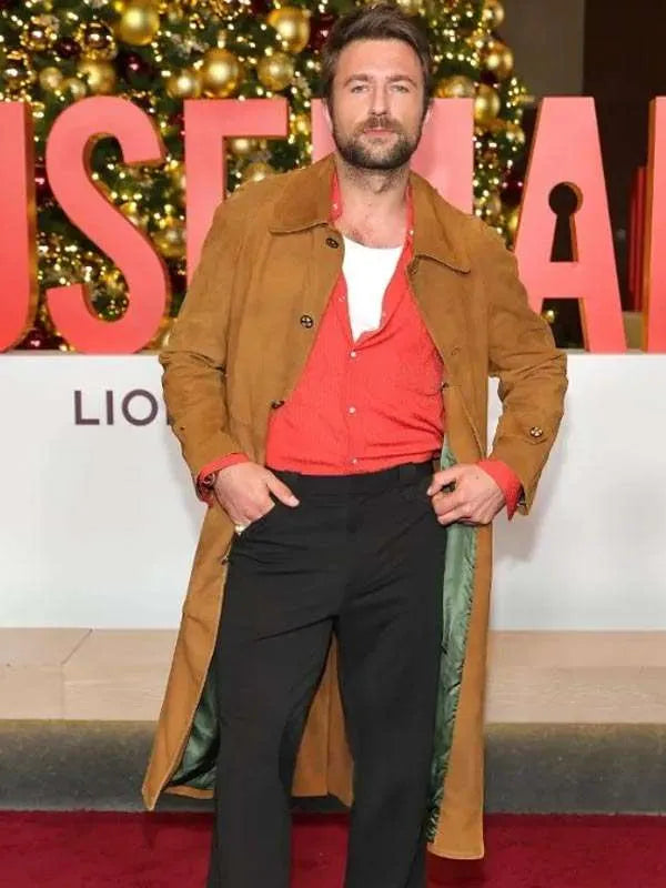 Brandon Sklenar The Housemaid New York Screening Brown Coat