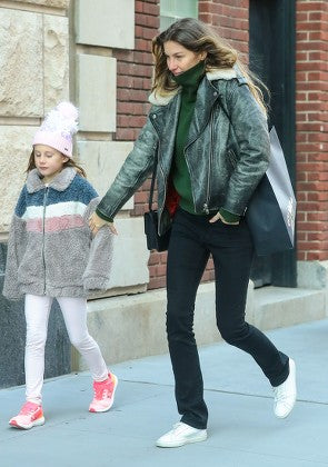 Gisele Bündchen Black Leather Biker Jacket