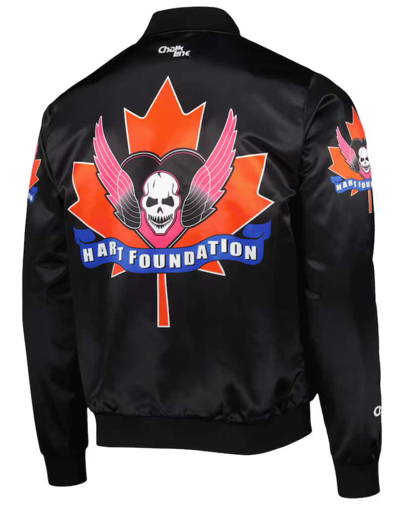 Bret Hart Chalk Line The Hart Foundation Skull Black Full-snap Jacket