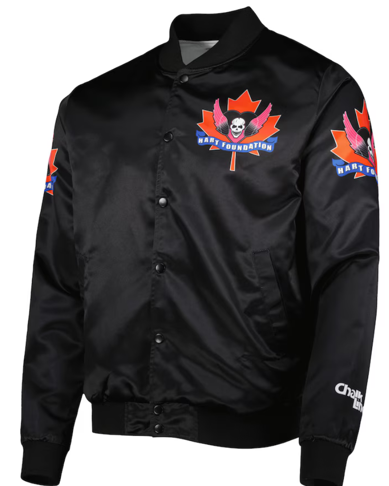 Bret Hart Chalk Line The Hart Foundation Skull Black Full-snap Jacket