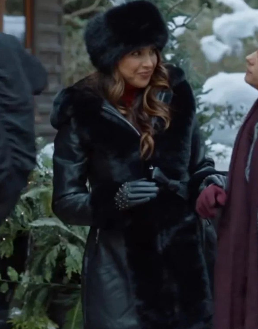 BriFilmHolidayCrashers2024DaniellaMonetBlackShearlingLeatherCoats