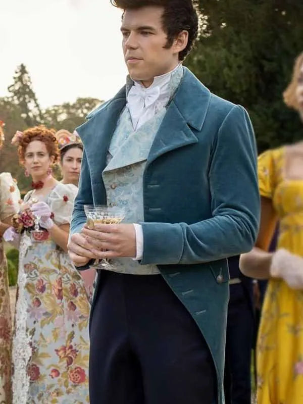 Bridgerton Luke Newton Blue Coat