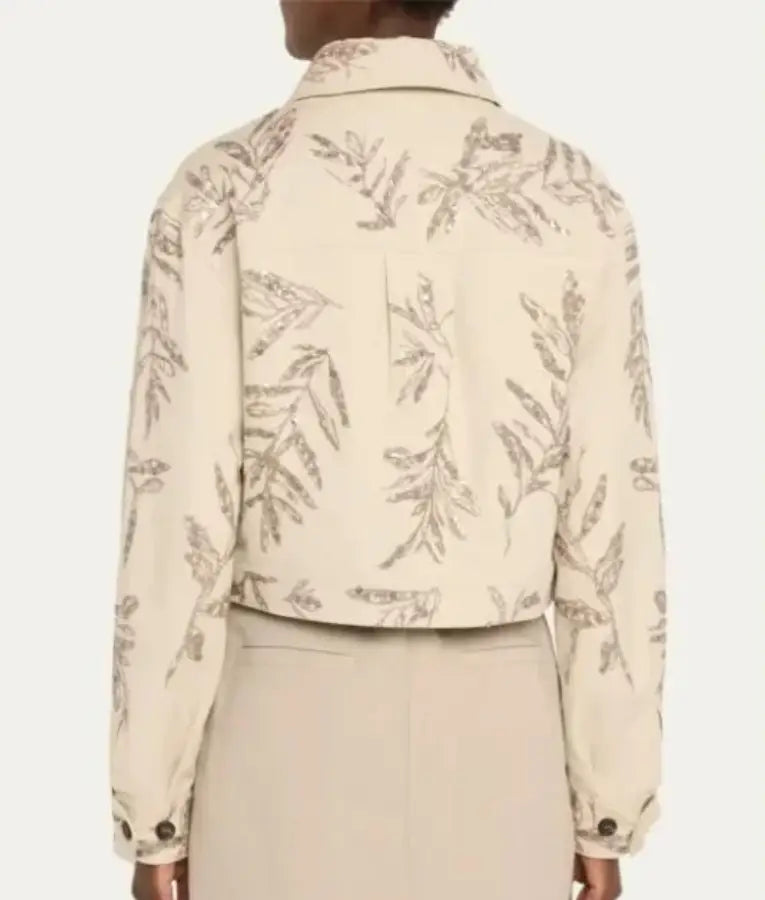 Herbarium Paillette Embroidered Cropped Jacket