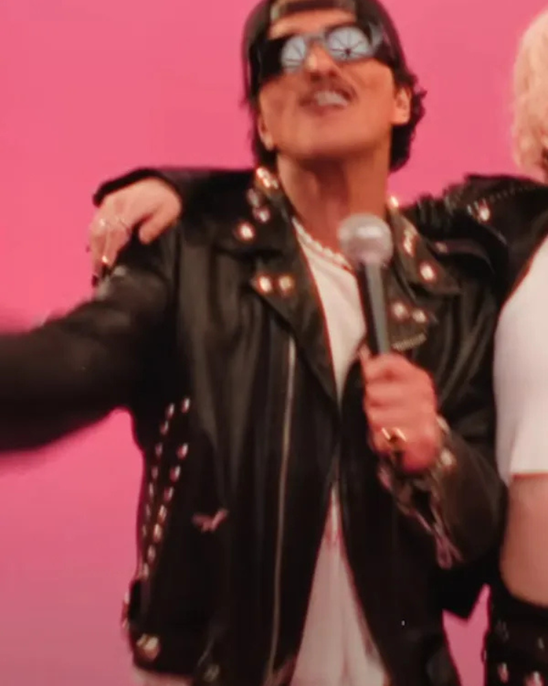 BrunoMarsAPTMVSong2024BlackLeatherJacket