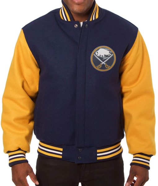 Buffalo Sabres Navy Blue And Yellow Varsity Jacket