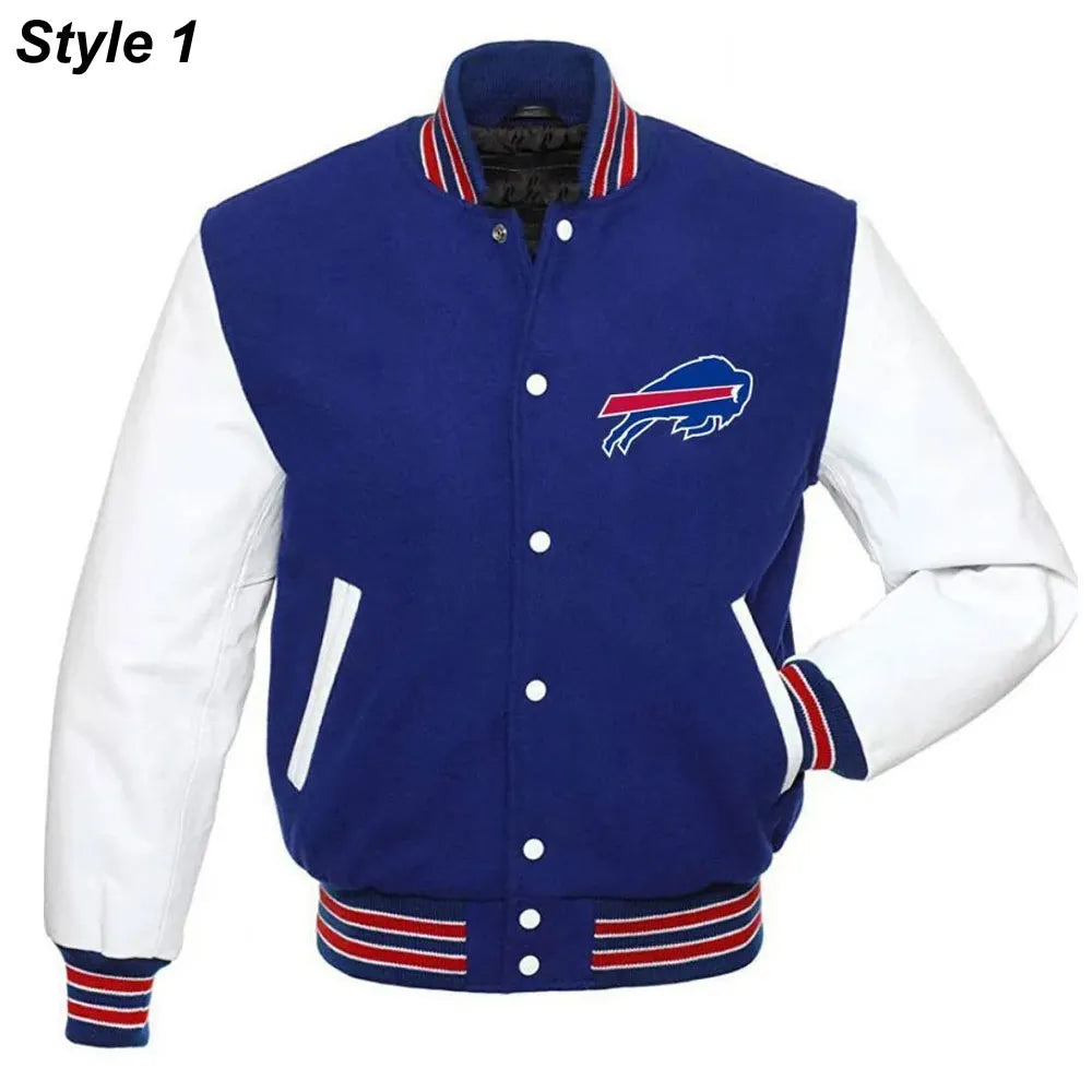 Buffalo Bills Blue and White Letterman Jacket