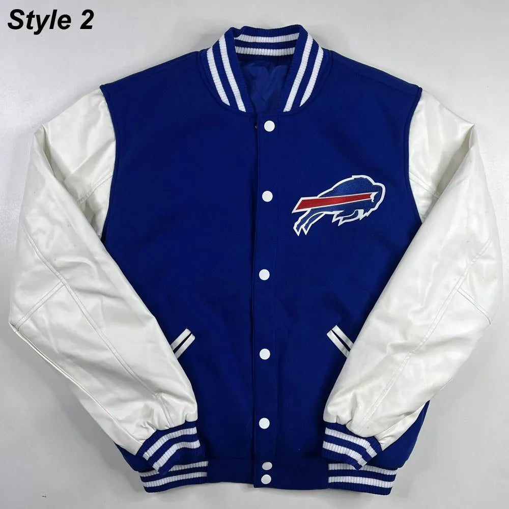 Buffalo Bills Blue and White Letterman Jacket