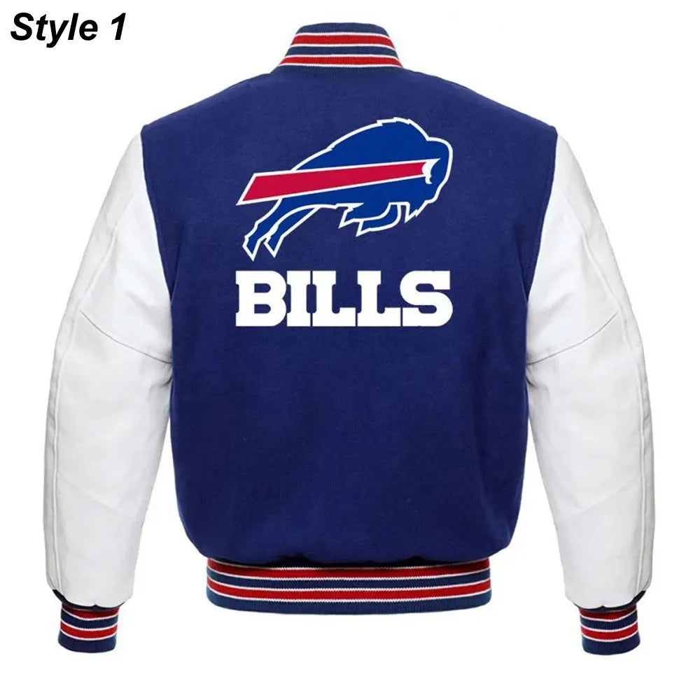 Buffalo Bills Blue and White Letterman Jacket