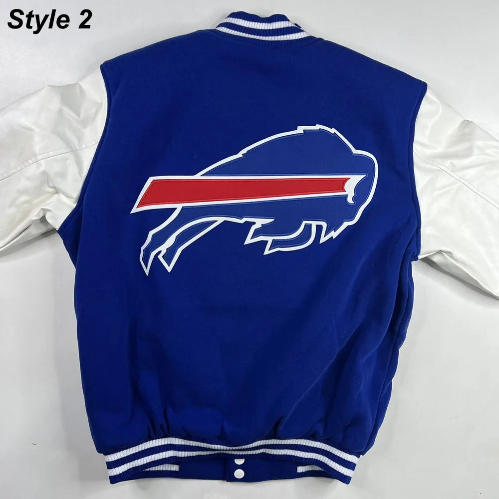 Buffalo Bills Blue and White Letterman Jacket