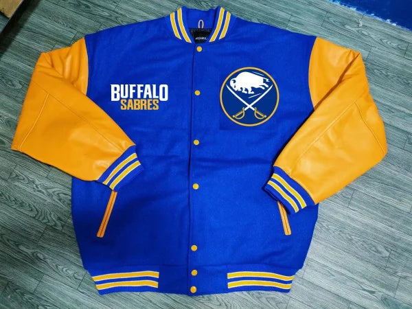 BuffaloSabresYellowAndBlueVarsityJackets