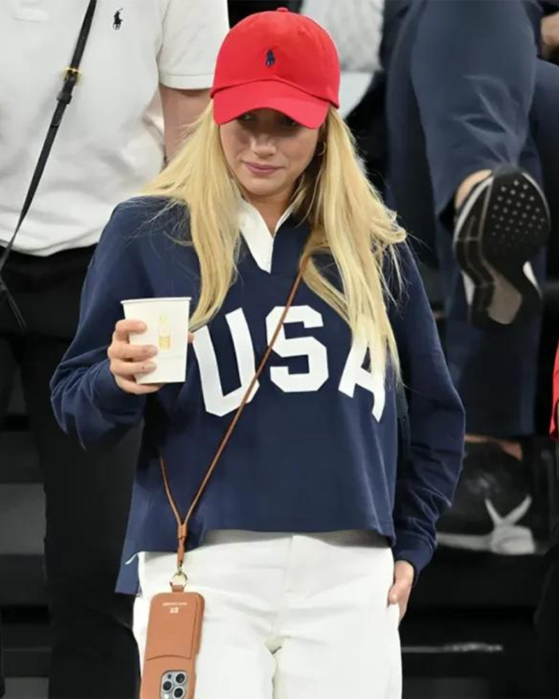 Paris Olympics Emma Roberts Team USA Blue Shirt