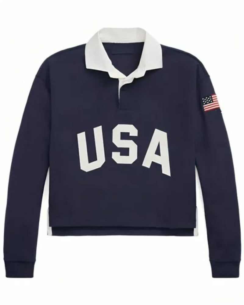 Paris Olympics Emma Roberts Team USA Blue Shirt