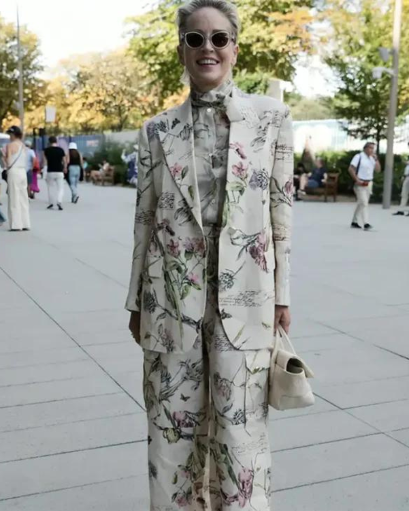 Paris Olympics 2024 Sharon Stone Floral Suit