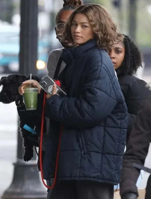 Zendaya Puffer Blue Jacket