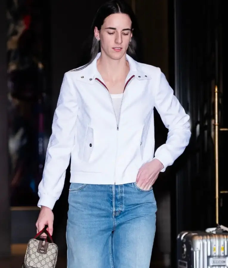 Caitlin Clark NYC 2025 White Jacket