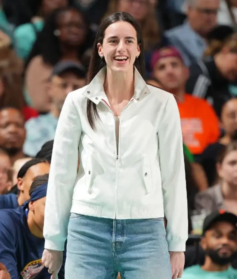 Caitlin Clark NYC 2025 White Jacket