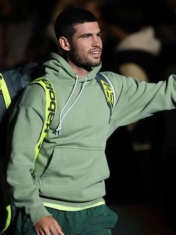 Carlos Alcaraz A Racquet At The Rock Green Hoodie