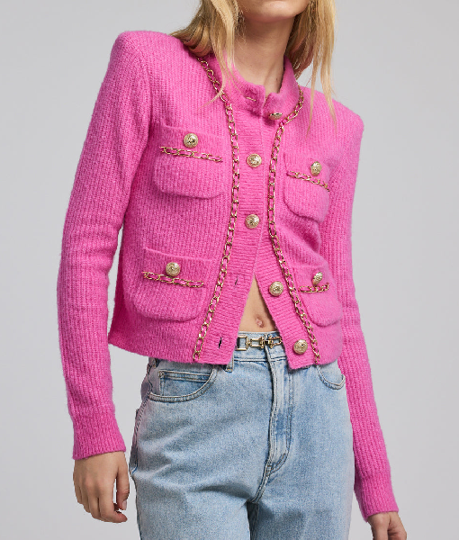 Elsbeth S02 Carrie Preston Pink Chain Cardigan