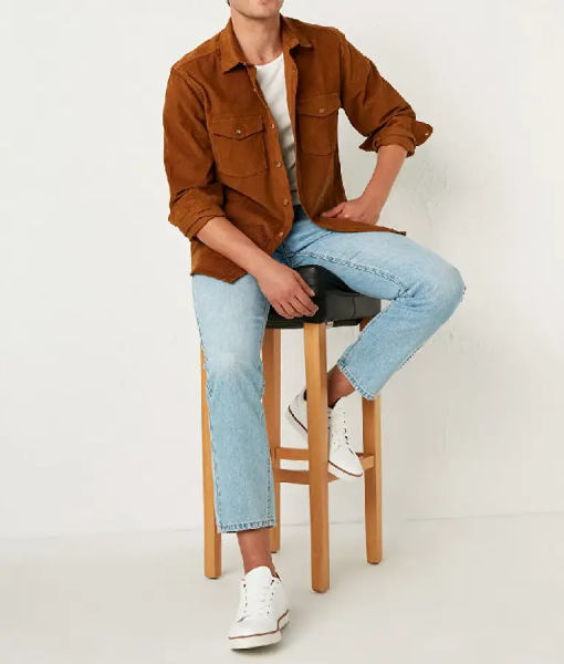 Caught In The Act Double Life S01 Tan Leather Suede Shirt