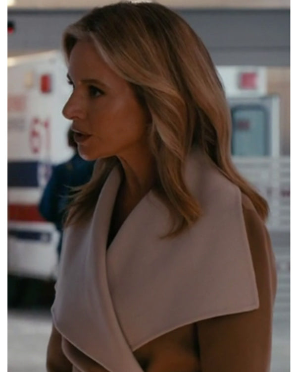 Chicago Med S10 Beige & White Two Tone Wrap Coat