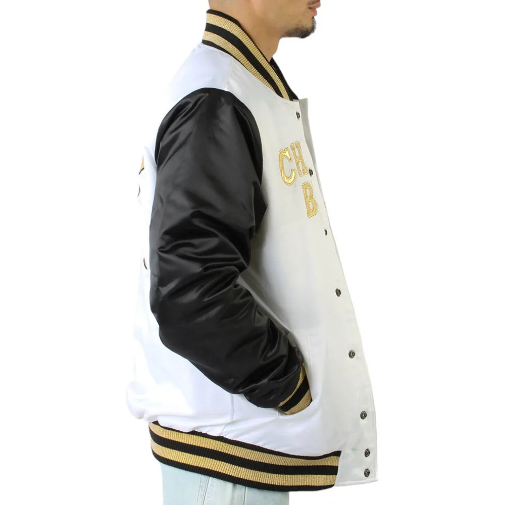 Chicago Bulls Black and White Satin Jacket