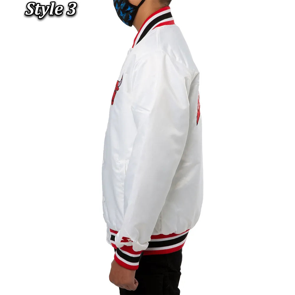 Chicago Bulls White Satin Jacket