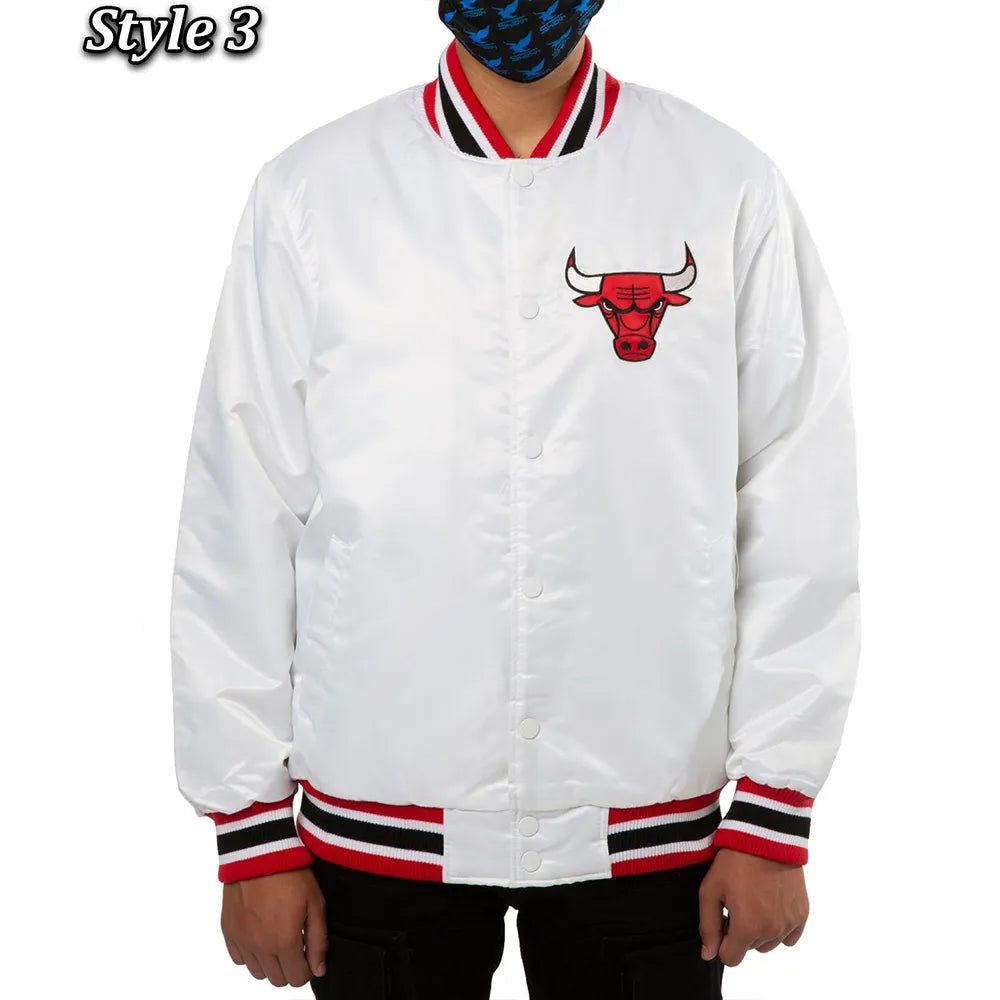 Chicago Bulls White Satin Jacket