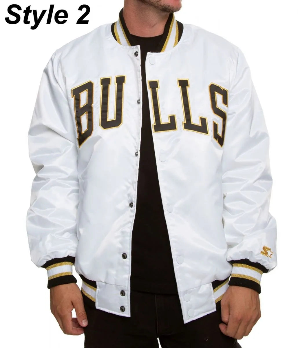 Chicago Bulls White Satin Jacket