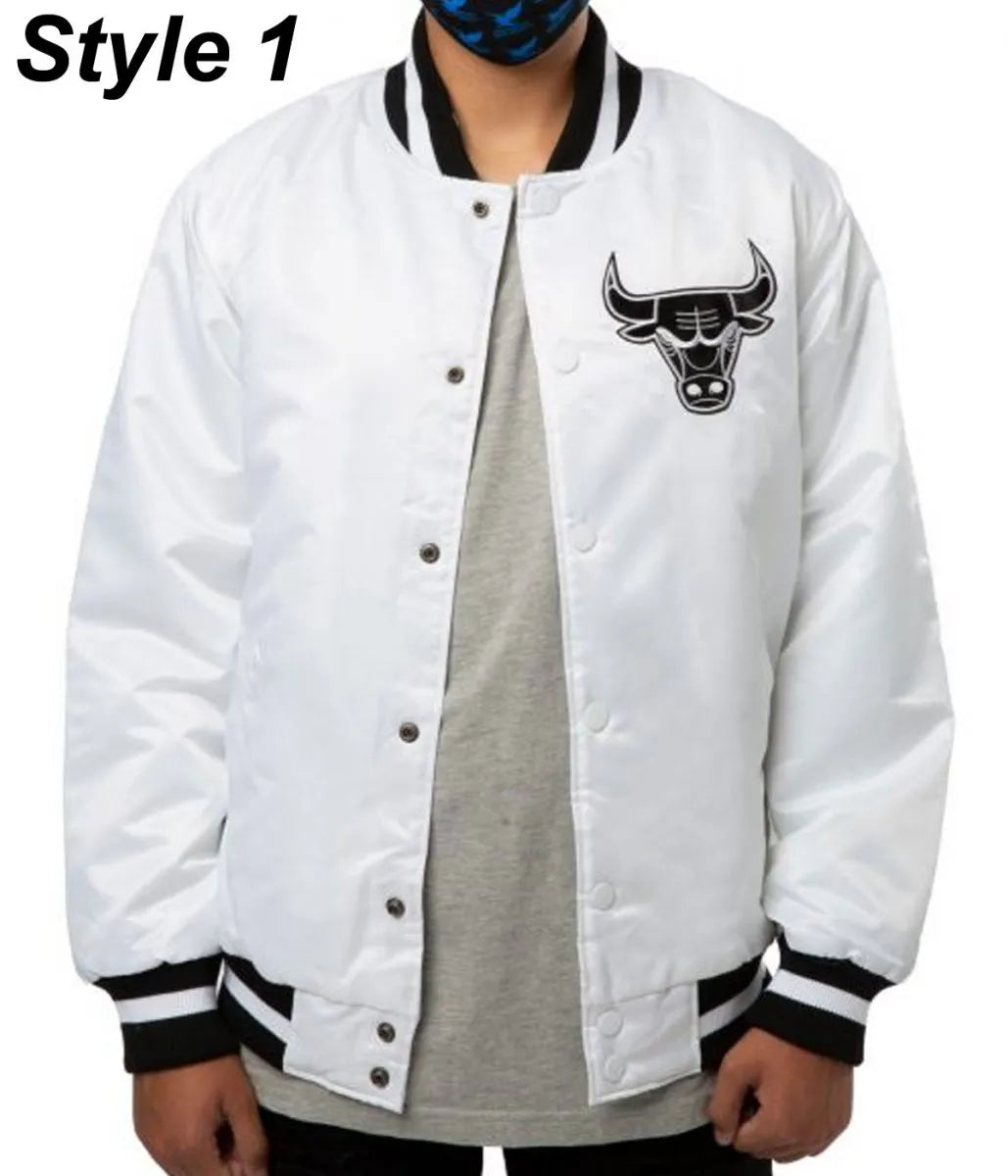 Chicago Bulls White Satin Jacket