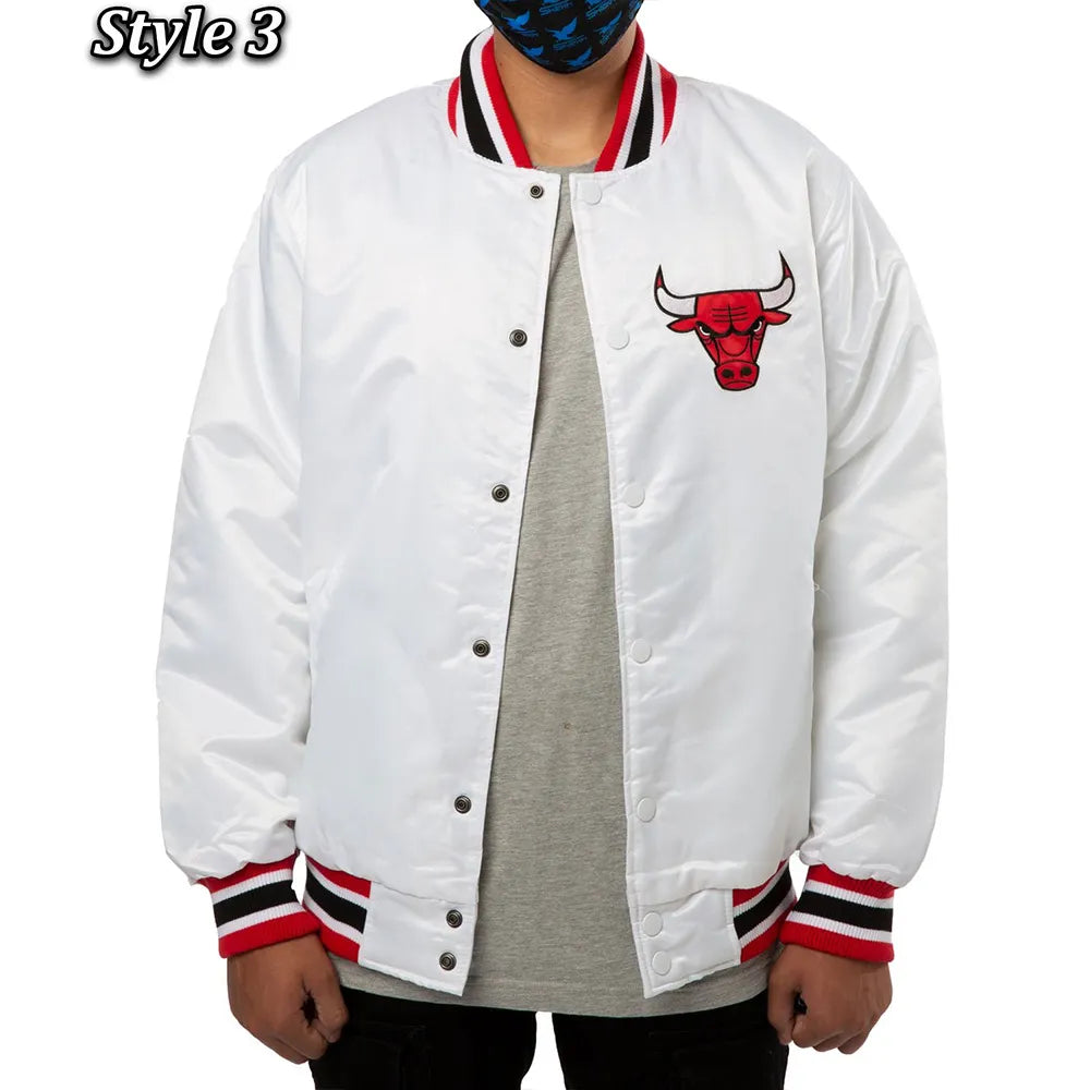 Chicago Bulls White Satin Jacket