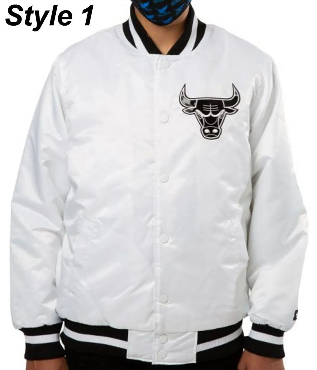 Chicago Bulls White Satin Jacket