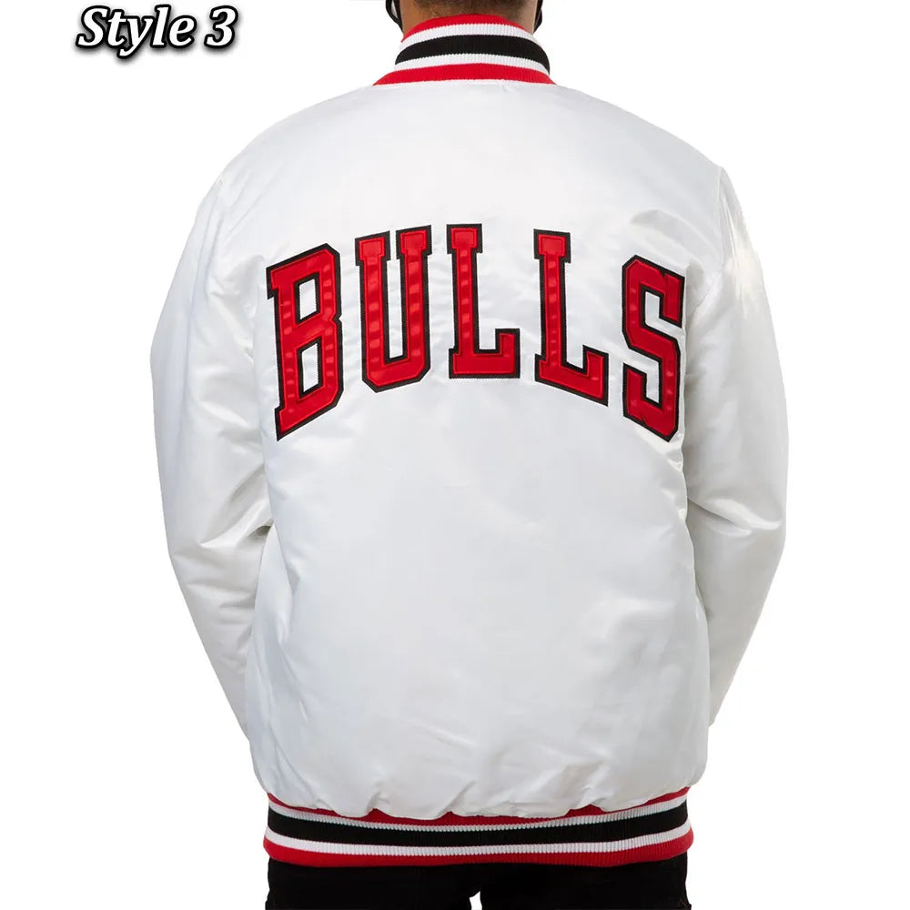 Chicago Bulls White Satin Jacket