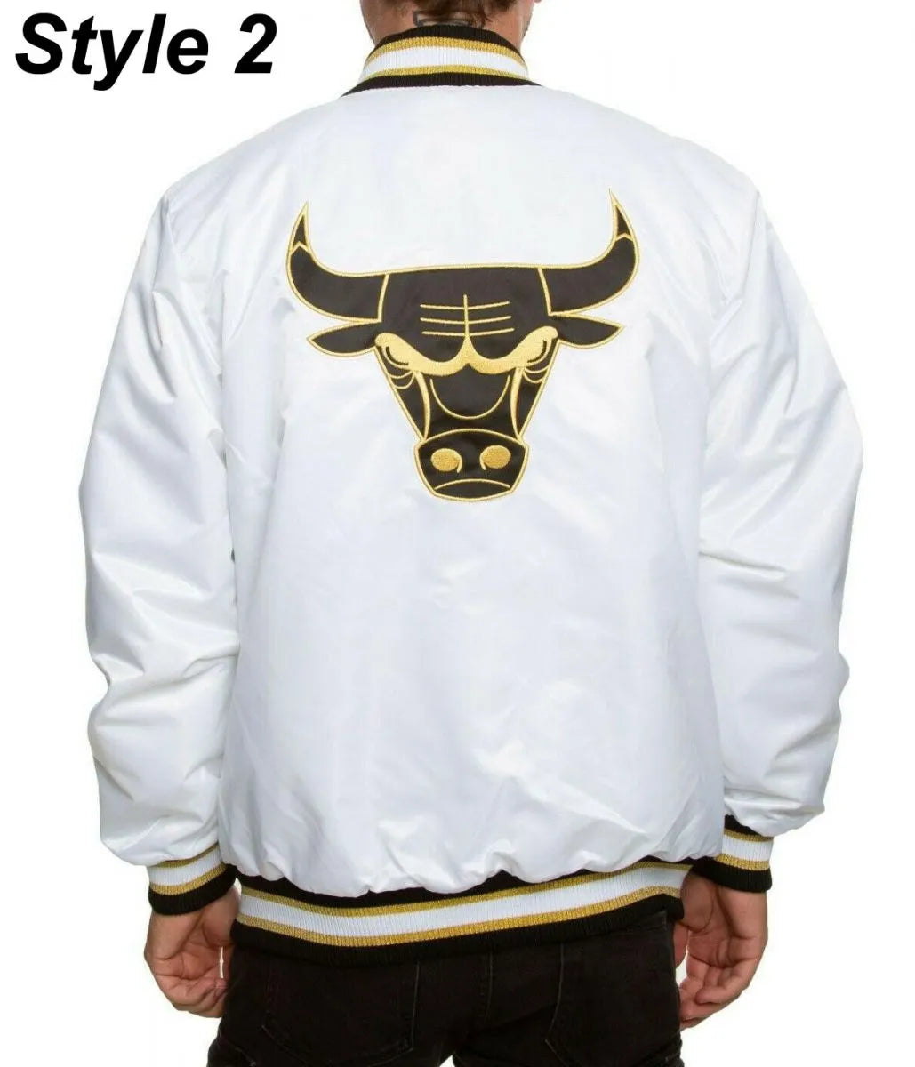 Chicago Bulls White Satin Jacket